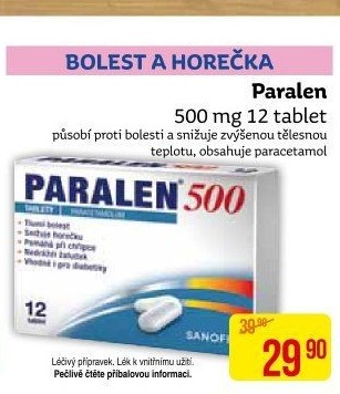 Tablety proti horečce a bolesti 500 Paralen