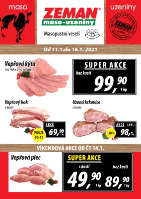 akční leták ZEMAN maso - uzeniny 11.1.2021-16.1.2021