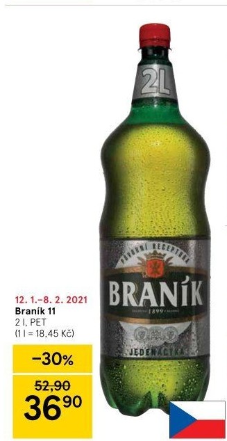 Pivo světlý ležák 11° Jedenáctka Braník