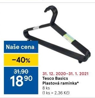 Plastová ramínka Tesco Basics