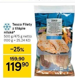 Tilápie nilská mražená filety Tesco