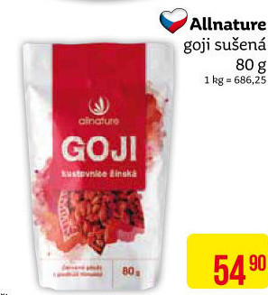 Kustovnice čínská - Goji sušené Allnature