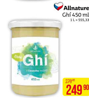 Přepuštěné máslo Ghí Allnature
