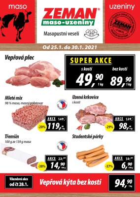 akční leták ZEMAN maso - uzeniny 25.1.2021-30.1.2021