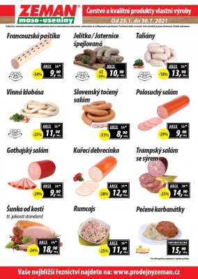 akční leták ZEMAN maso - uzeniny 25.1.2021-30.1.2021