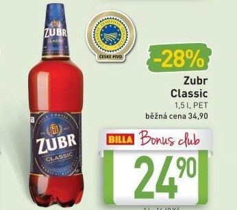 Pivo světlé výčepní 10° Classic Pivovar Zubr