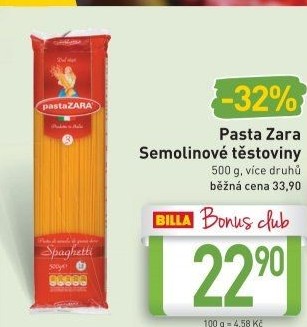 Těstoviny semolinové Pasta Zara
