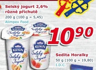 Ochucený jogurt selský Kunín