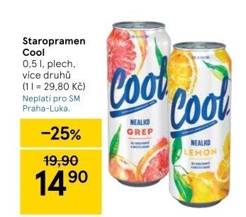 Nealkoholické pivo ochucené Staropramen Cool