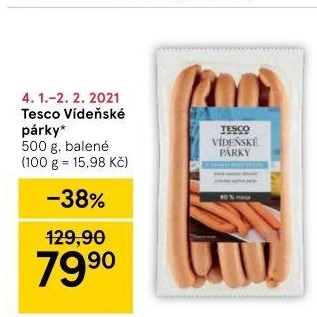 Párky vídeňské Tesco