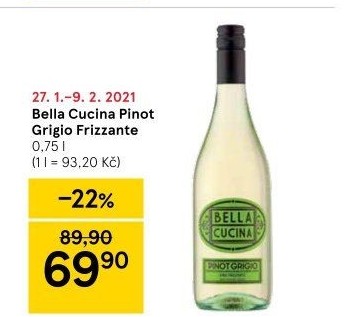 Víno Pinot Grigio Frizzante Bella Cucina