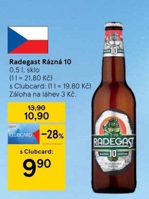 Pivo světlé výčepní Rázná 10° Radegast