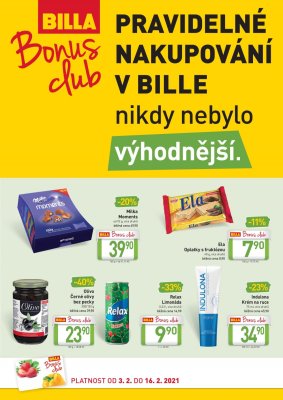 akční leták BILLA 3.2.2021-16.2.2021