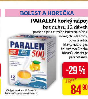 Horký nápoj bez cukru Paralen