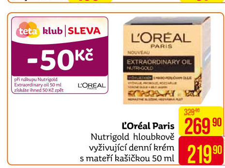 Krém pleťový výživný Nutri Gold L'