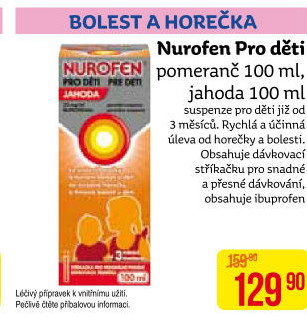 Sirup proti horečce a bolesti pro děti Nurofen