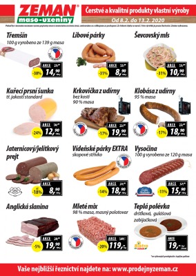 akční leták ZEMAN maso - uzeniny 8.2.2021-13.2.2021