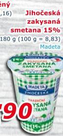 Smetana zakysaná Jihočeská Madeta 15%