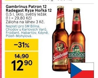 Pivo světlý ležák 12° Patron Gambrinus