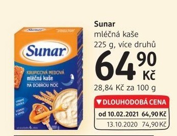 Kaše mléčná Sunárek