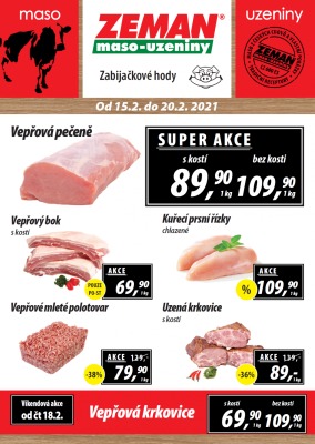 akční leták ZEMAN maso - uzeniny 15.2.2021-20.2.2021