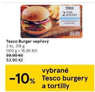Burger vepřový Tesco