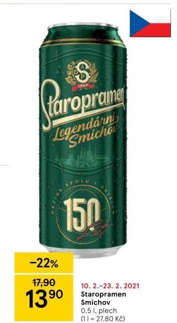 Pivo světlé výčepní 10° Smíchov Staropramen