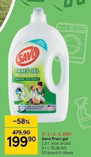Prací gel bez chloru Savo