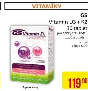 Doplněk stravy Vitamín K2+D3 GS