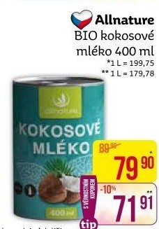 Kokosové mléko bio Allnature