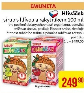 Sirup pro děti s hlívou a rakytníkem Hlíváček Terezia