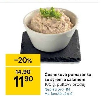 Česneková pomazánka se sýrem a salámem