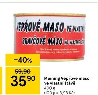 Maso vepřové ve vlastní šťávě Meining