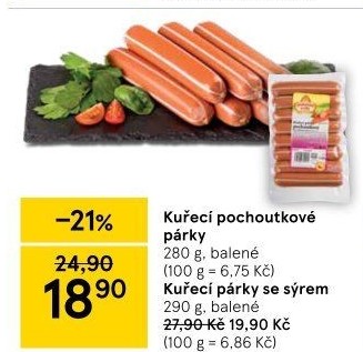 Párky kuřecí pochoutkové Vodňanské kuře