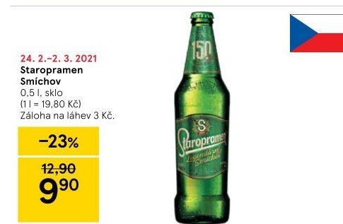 Pivo světlé výčepní 10° Smíchov Staropramen