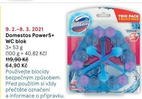 WC blok tuhý Power 5+ Domestos