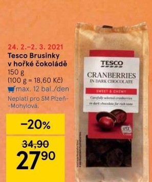 Ovoce sušené v čokoládě Tesco