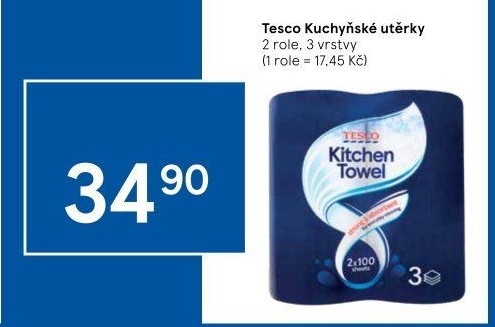 Utěrky kuchyňské 3vrstvé Tesco