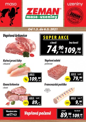 akční leták ZEMAN maso - uzeniny 1.3.2021-6.3.2021