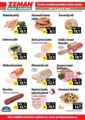 akční leták ZEMAN maso - uzeniny 1.3.2021-6.3.2021