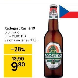 Pivo světlé výčepní Rázná 10° Radegast