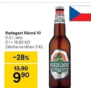Pivo světlé výčepní Rázná 10° Radegast