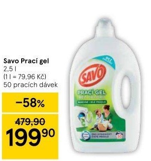 Prací gel bez chloru Savo