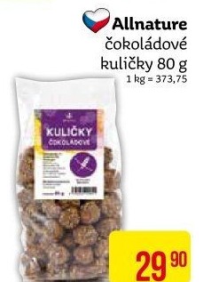 Čokoládové kuličky Allnature