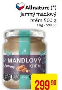 Mandlové máslo Allnature