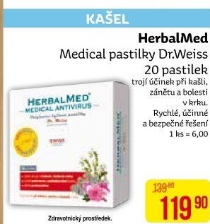 Pastilky proti bolesti v krku Medical HerbalMed Dr. Weiss
