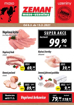 akční leták ZEMAN maso - uzeniny 8.3.2021-13.3.2021