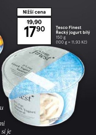 Bílý jogurt řecký 0% Tesco Finest