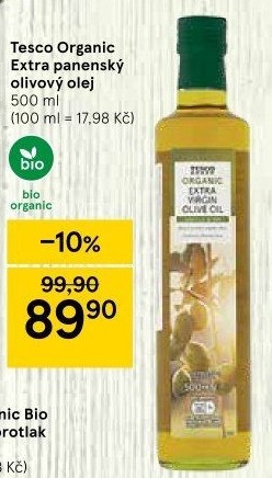 Olivový olej extra panenský Tesco Organic