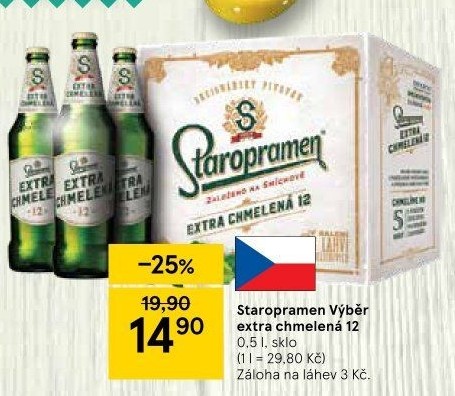 Pivo světlý ležák Extra chmelená 12° Staropramen